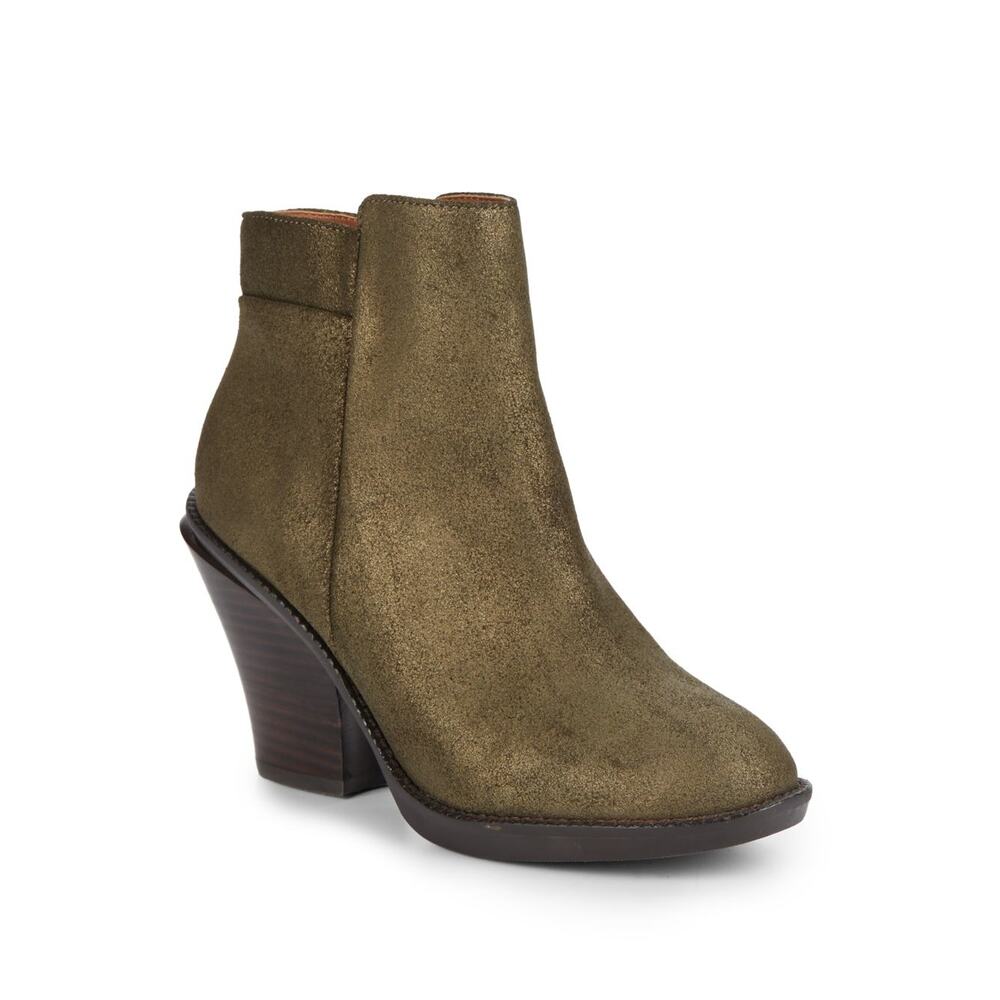 Kenneth Cole Women's High Idol Metallic Leather Green Zip Up Ankle‎ Boots